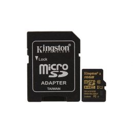 Карта памяти Kingston 16GB microSDHC C10 + SD адаптер (SDCA10/16GB)